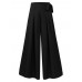 Women Solid Color Bowknot Pleated Loose Casual Wide Leg Pants