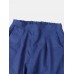 Women Solid Color Side Split Cuffs Elastic Mid Waist Long Wide Leg Pants With Pockets