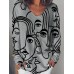 Women Art Abstract Character Print Loose Long Sleeve Casual T  Shirt
