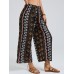 Bohemia Ethnic Print Elastic High Waist Wide Leg Lounge Pants For Women