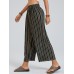 Striped Print Elastic Waist Wide Leg Lounge Pants For Women