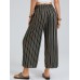 Striped Print Elastic Waist Wide Leg Lounge Pants For Women